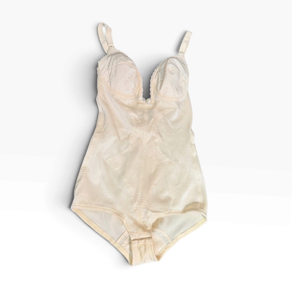 Vintage Sears Shapewear Bodysuit Beige Firm Control Shaper 34B 31674 Made in USA
